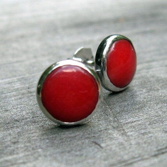 large red stud earrings