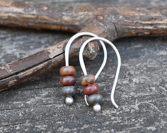 TINY cherry creek jasper earrings / sterling silver earrings / gift for her / silver dangle earrings / tiny earrings / jewelry sale