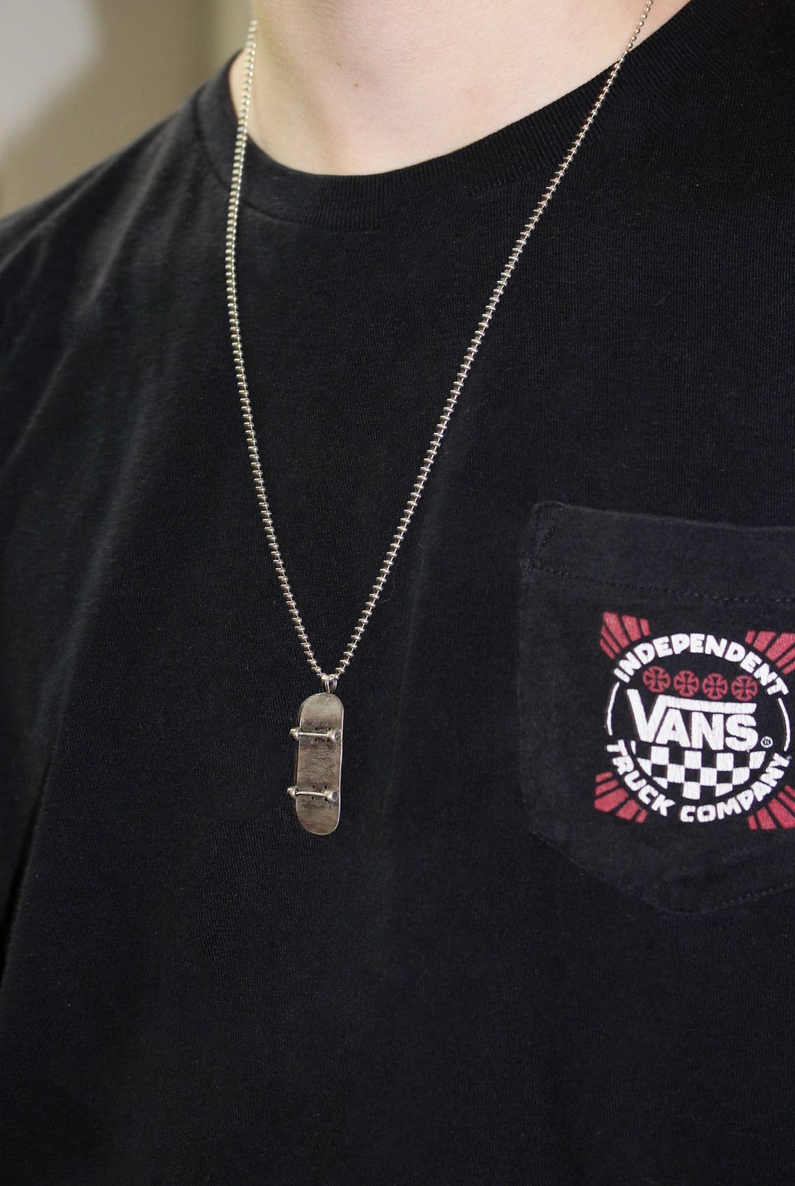 Skateboard necklace / sterling silver skateboard / gift for Etsy