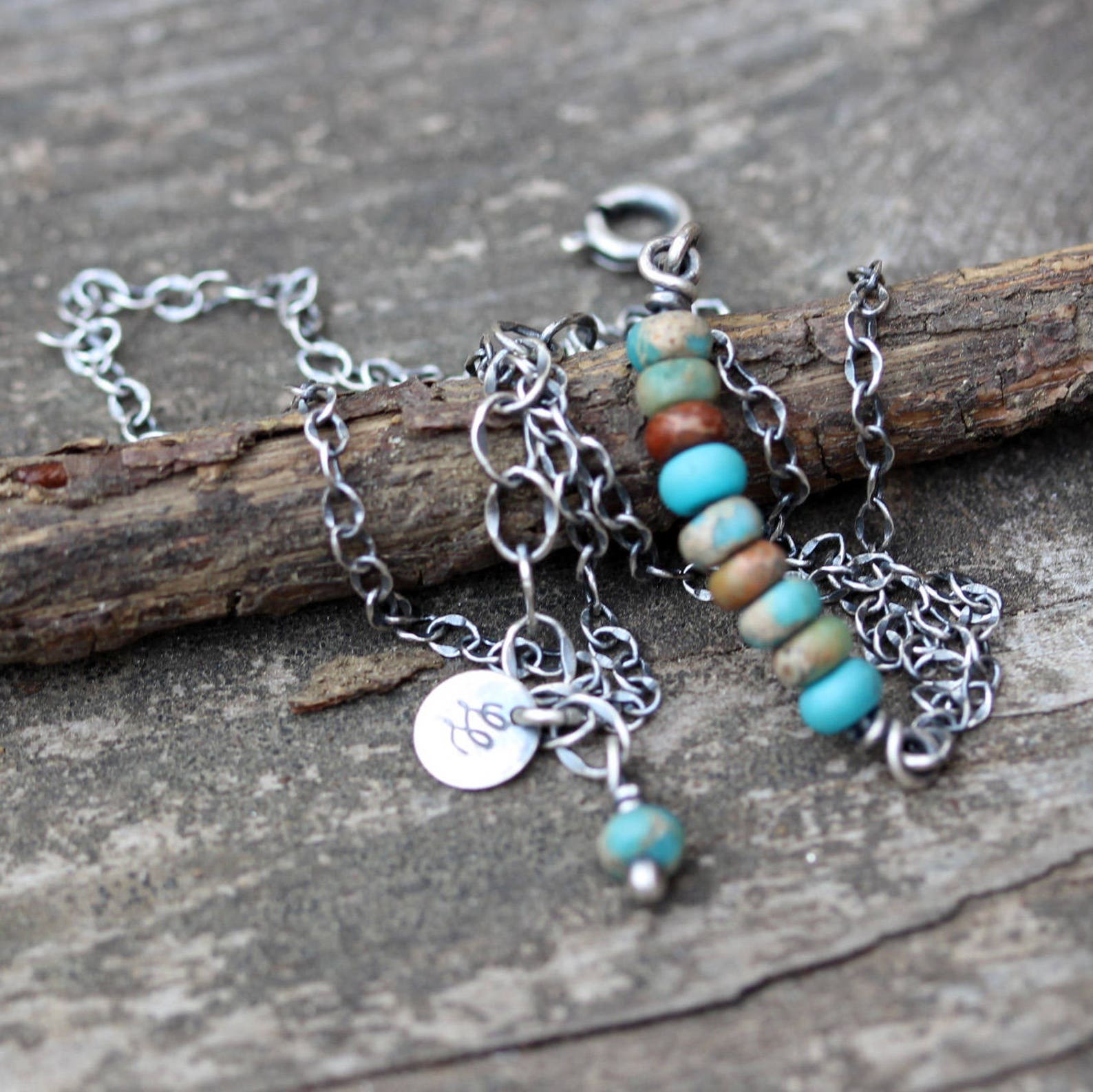 Turquoise Jasper Necklace / Sterling Silver Necklace / Gift - Etsy