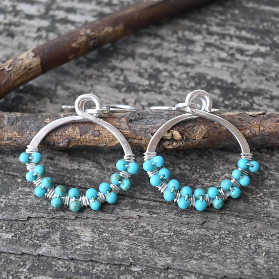 Large Blue Hoop Earrings Made With Swarovski Crystals  Elegant Blue and Silver Beaded Hoop Earrings main image 1