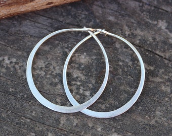 1 inch sterling silver hoop earrings / gift for her / jewelry sale / medium silver hoops / hammered hoops / basic hoops / minimalist earring