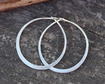 Hammered Sterling Silver Hoop Earrings - 1 Inch