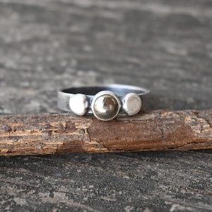 Pyrit Sterling Silber Ring: Rustikales Gold Stein Band