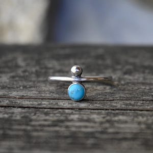 Kingman Turquoise Sterling Silver Dot Ring - Handmade