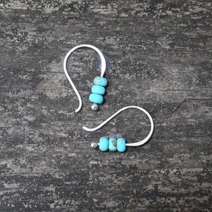 TINY blue turquoise jasper earrings / sterling silver earrings / gift for her / silver dangle earrings / tiny earrings / jewelry sale image 4