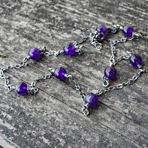 Amethyst Sterling Silver Layering Necklace: February Birthstone