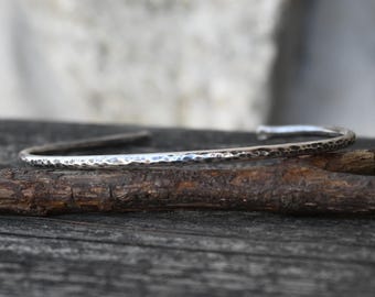 Hammered Sterling Silver Cuff Bracelet: Simple Stacking Jewelry