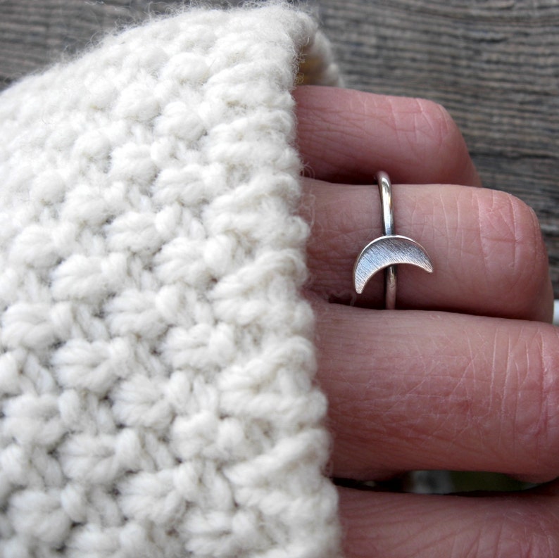 Half moon ring / sterling silver ring / crescent moon ring / gift for her / jewelry sale / celestial ring / half moon ring / boho ring image 1