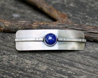 Lapis lazuli sterling silver barrette / SMALL silver barrette / rustic barrette / gift for her / sterling barrette / jewelry sale