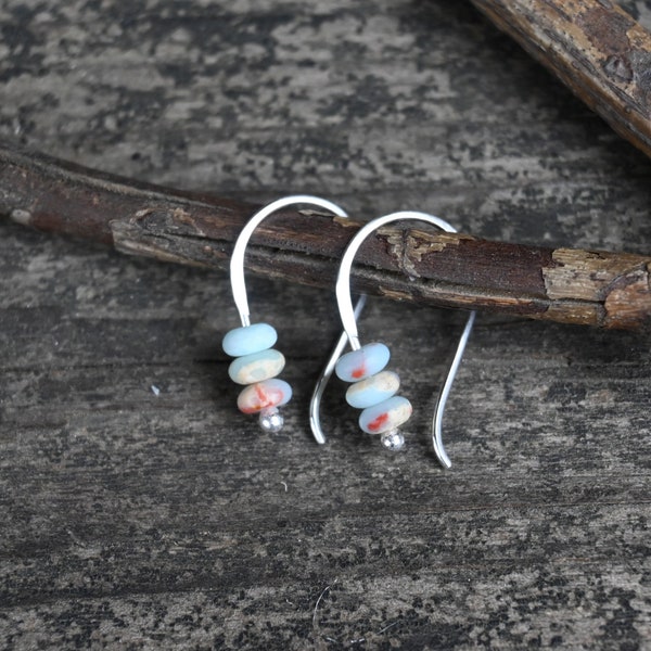 TINY aqua terra jasper earrings / sterling silver earrings / gift for her / silver dangle earrings / tiny earrings / jewelry sale / bohemian