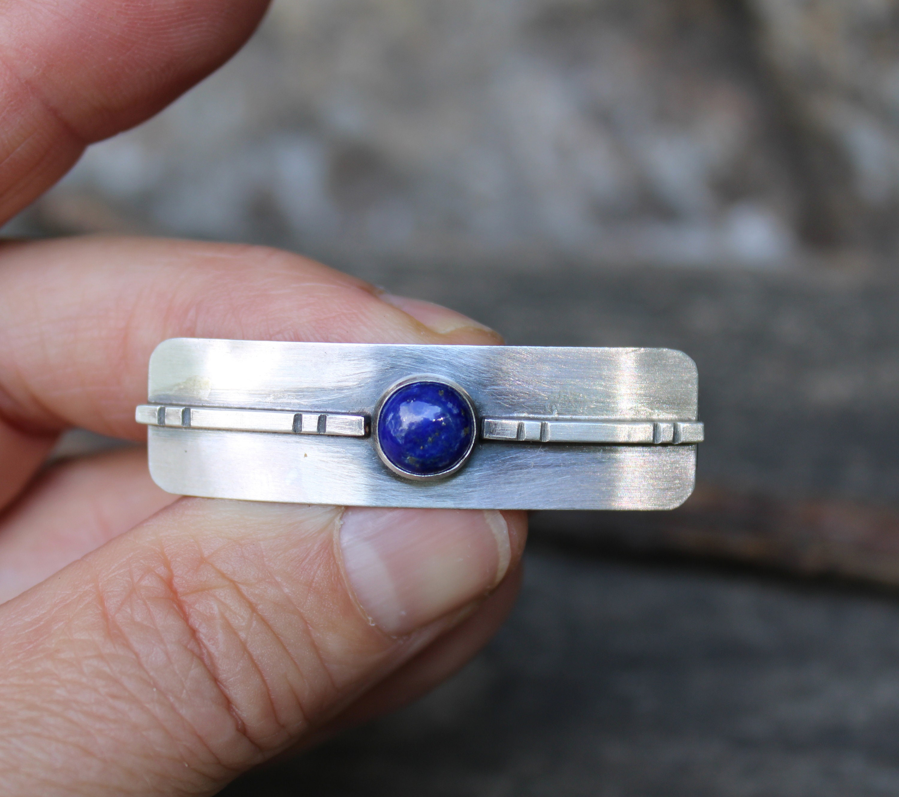Lapis Lazuli Sterling Silver Barrette: Petite Rustic Hair  display picture 1