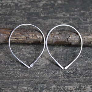 Sterling silver open hoop earrings / simple silver earrings / horse shoe earrings / gift for her / jewelry sale / minimalist earrings image 3