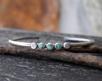 Rustic Kingman turquoise sterling silver cuff bracelet / American turquoise bracelet / gift for her / jewelry sale / made in the USA / boho