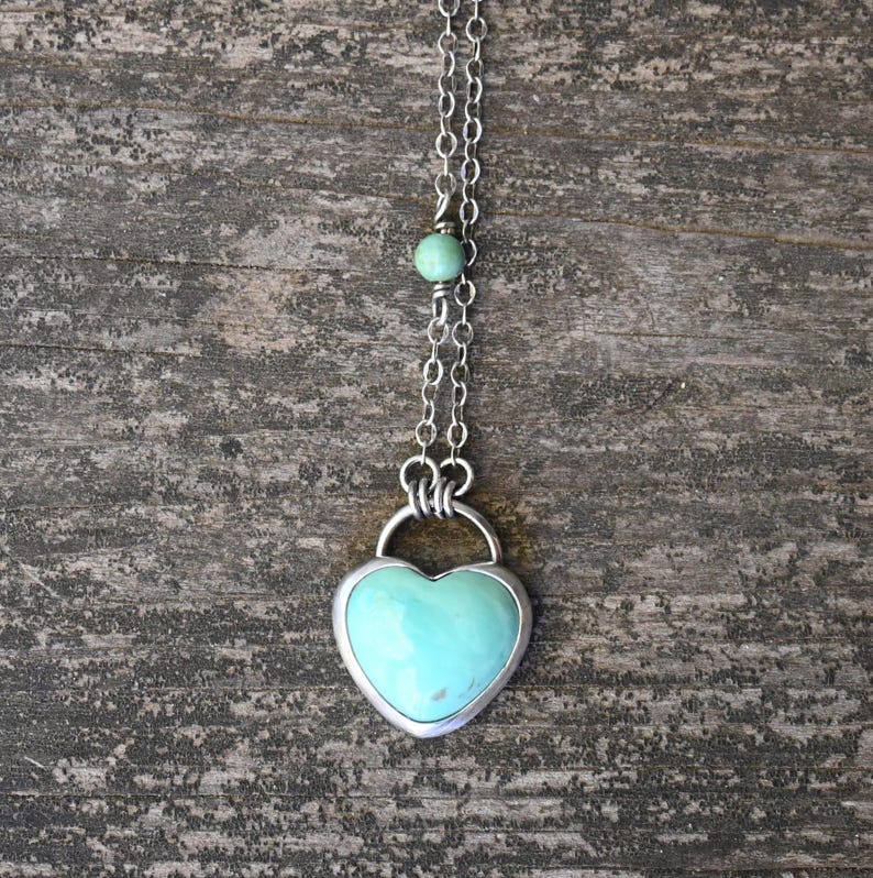 Green Kingman Turquoise Sterling Silver Heart Necklace - Etsy