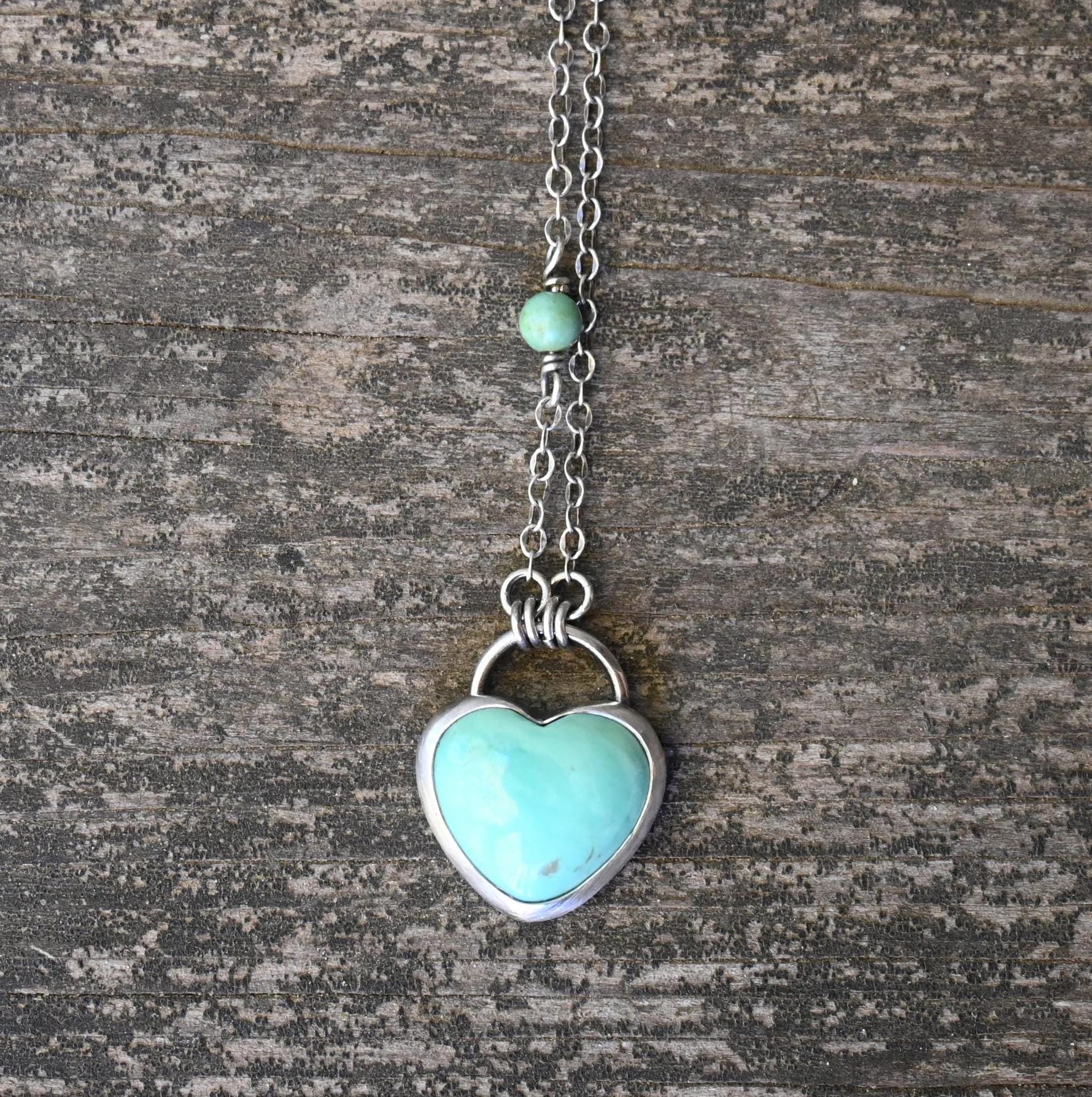 Green Kingman Turquoise Sterling Silver Heart Necklace - Etsy