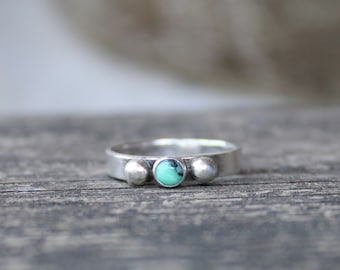 Black bridge variscite sterling silver ring / dainty sterling silver ring / gift for her / jewelry sale / tiny green stone ring