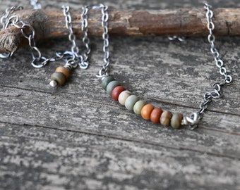 Cherry creek jasper necklace / sterling silver necklace / gift for her / minimalist necklace / boho necklace / jewelry sale