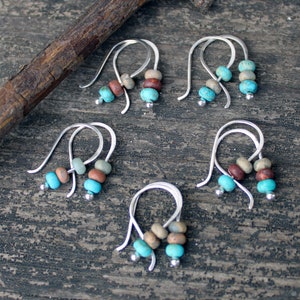 TINY turquoise jasper earrings / sterling silver earrings / gift for her / silver dangle earrings / tiny earrings / jewelry sale / dainty