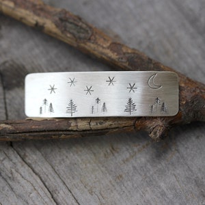 Pine Forest Sterling Silver Barrette: Petite Boho Hair Clip