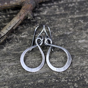 Sterling silver hoop dangle earrings / gift for her / silver earrings / jewelry sale / simple sterling earrings / boho earrings