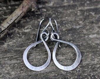 Oxidized Sterling Silver Hoop Dangle Earrings: Lightweight Boho Jewelry