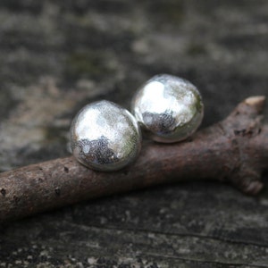 Sterling silver stud earrings / LARGE stud earrings / gift for her / silver earrings / boho jewelry / rustic earrings / jewelry sale image 2