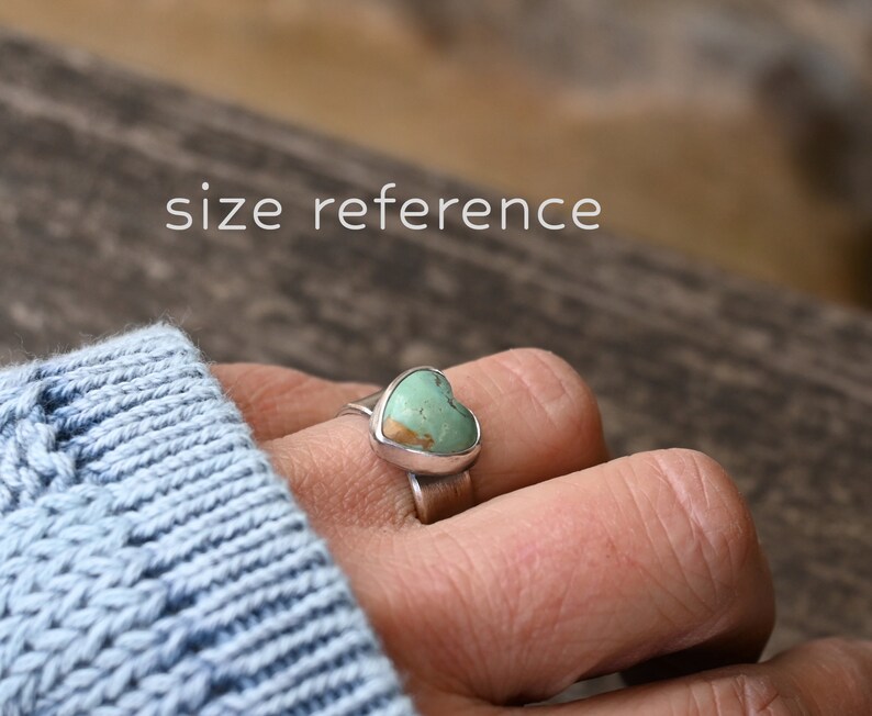 Green Kingman turquoise heart sterling silver ring / YOUR SIZE / gift for her / jewelry sale / rustic turquoise ring / wide band ring image 6