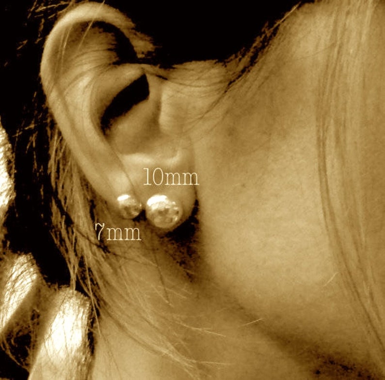 Sterling silver stud earrings / MEDIUM stud earrings / gift for her / silver earrings / boho jewelry / rustic earrings / jewelry sale image 3