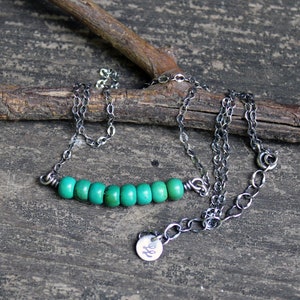 Green Turquoise Sterling Silver Beaded Layering Necklace