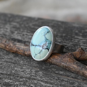 Turquoise sterling silver ring / large turquoise ring / wide band ring / gift for her / jewelry sale / choose your stone / boho ring