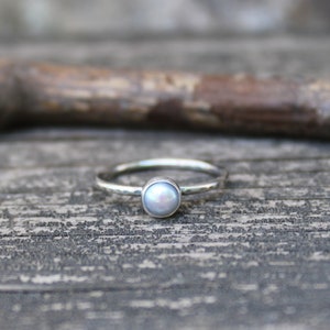 Dainty Sterling Silver Ring: 4.5mm Freshwater Pearl