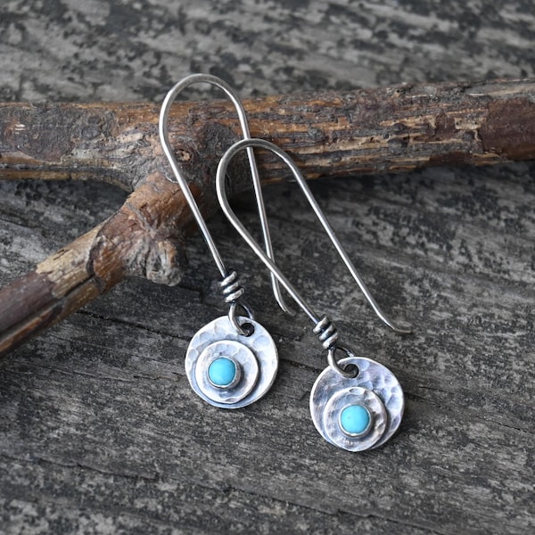Kingman Turquoise Sterling Silver Dangle Earrings