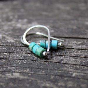 Blue heishi turquoise sterling silver dangle earrings / boho earrings / gift for her / jewelry sale / turquoise earrings / rustic earings