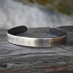 Rustic wide Sterling Silver Cuff Bracelet: UNISEX