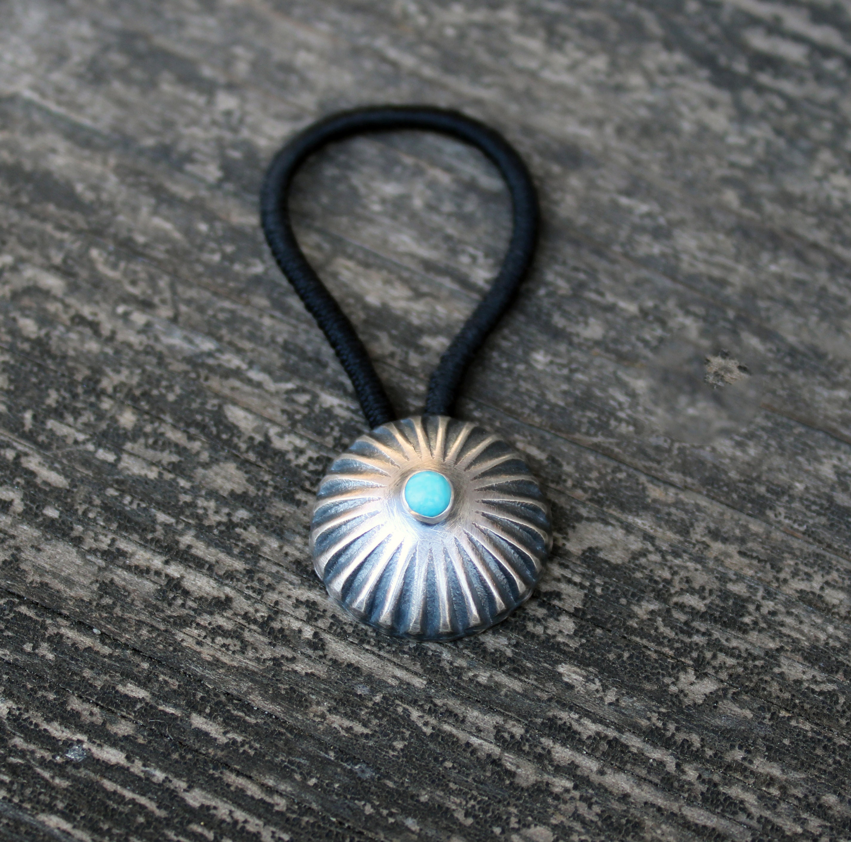 Kingman Turquoise Concho Hair Tie: Sterling Silver Boho Pony Tail
