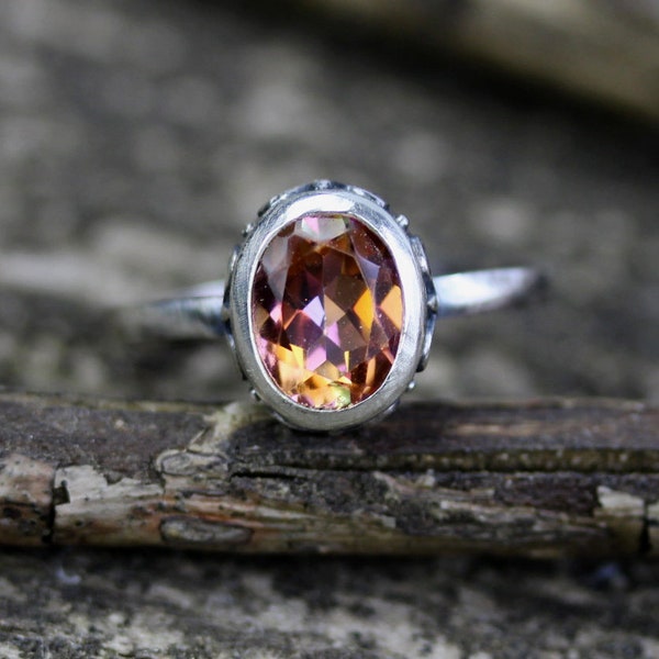 Anastasia topaz sterling silver ring / oval gemstone ring / topaz ring / gift for her / jewelry sale / 8x6mm stone ring / fine jewelry