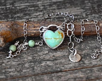 Kingman turkoois hartketting: sterlingzilveren kabelketting