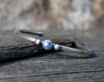 Blue kyanite sterling silver cuff bracelet / ice blue kyanite bracelet / gift for her / jewelry sale / layering cuff / blue stone cuff