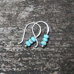 TINY blue turquoise jasper earrings / sterling silver earrings / gift for her / silver dangle earrings / tiny earrings / jewelry sale image 2