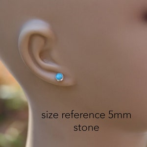 Black onyx sterling silver stud earrings 5mm / gift for her / unisex earrings / black stone earrings / simple stone earrings / black studs image 4