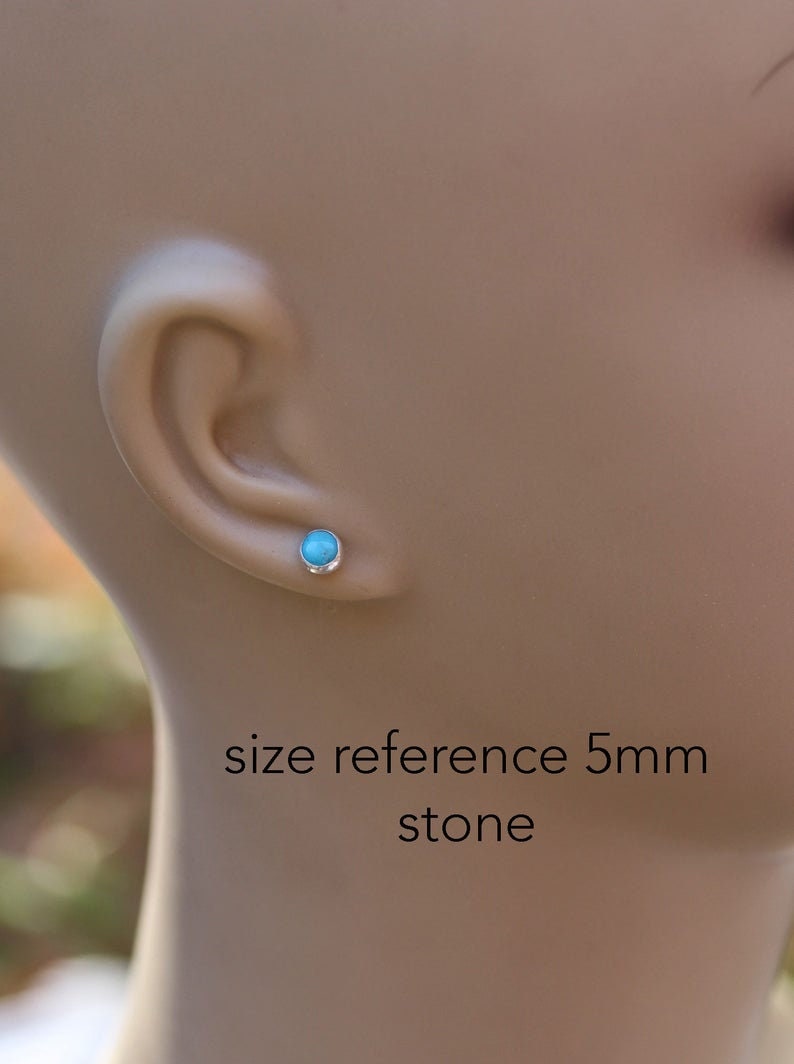 Black onyx sterling silver stud earrings 5mm / gift for her / unisex earrings / black stone earrings / simple stone earrings / black studs image 4