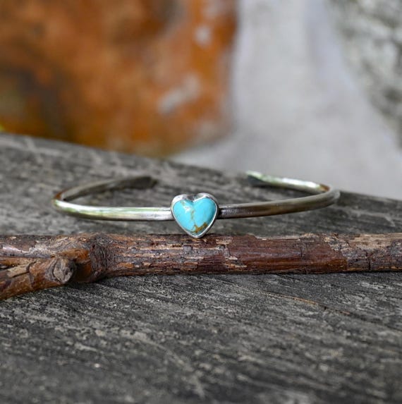 ハートターコイズ　シルバー925 バングル シルバー925 ターコイズ付き ダブルフェザーバングル 925 太幅