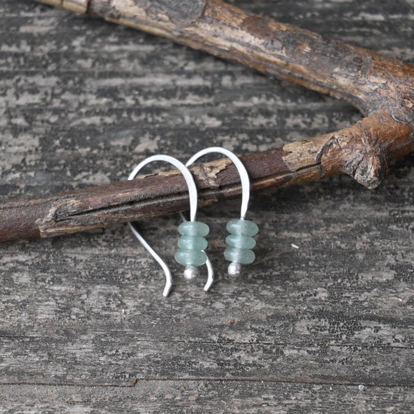 TINY aventurine sterling silver dangle earrings / gift for her / jewelry sale / tiny sea foam green dangle earrings / dainty earrings