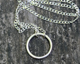 Sterling silver circle necklace / dainty silver necklace / gift for her / jewelry sale / circle layer necklace / simple necklace