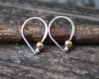 Gold and sterling silver tiny earrings / gold and silver dangle earrings / tiny beaded earrings / gift for her / jewelry sale