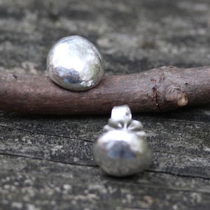 Sterling silver stud earrings / MEDIUM stud earrings / gift for her / silver earrings / boho jewelry / rustic earrings / jewelry sale image 2