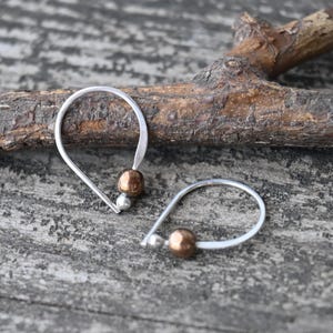 Shiny copper hematite sterling silver earrings / dainty earrings / gift for her / silver dangle earrings / tiny earrings / jewelry sale