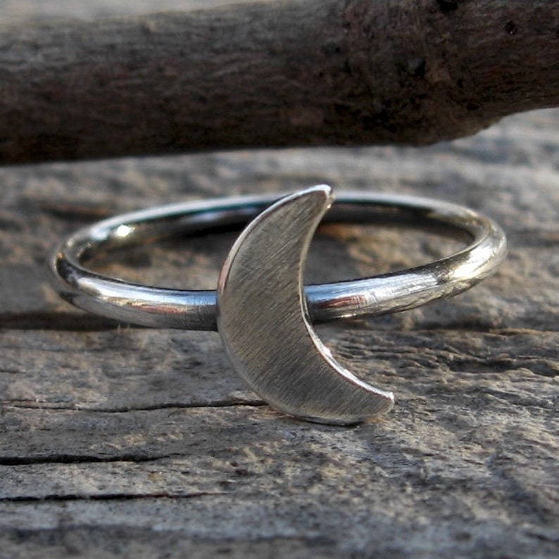 Half moon ring / sterling silver ring / crescent moon ring / gift for her / jewelry sale / celestial ring / half moon ring / boho ring image 2