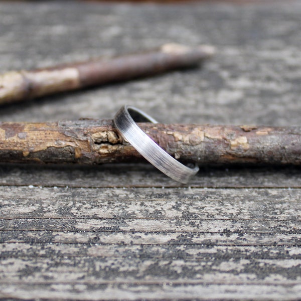Sterling silver band / silver ring band / wide ring band / gift for her / stacking band / oxidized silver band / stackable rings / rustic